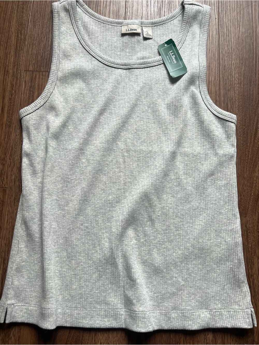 L.L. Bean Women's Light Heather Gray Ribbed Tank
